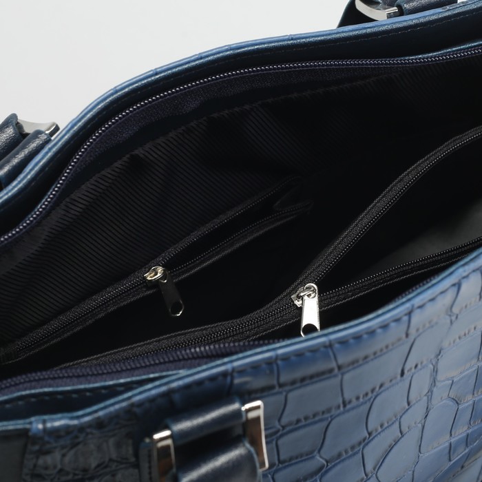 Сумка женская на молнии, 1 отдел, длинный ремень, цвет синий