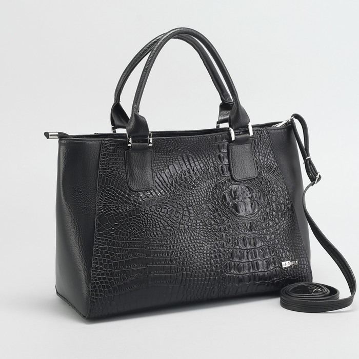 Сумка женская на молнии, 1 отдел, длинный ремень, цвет чёрный