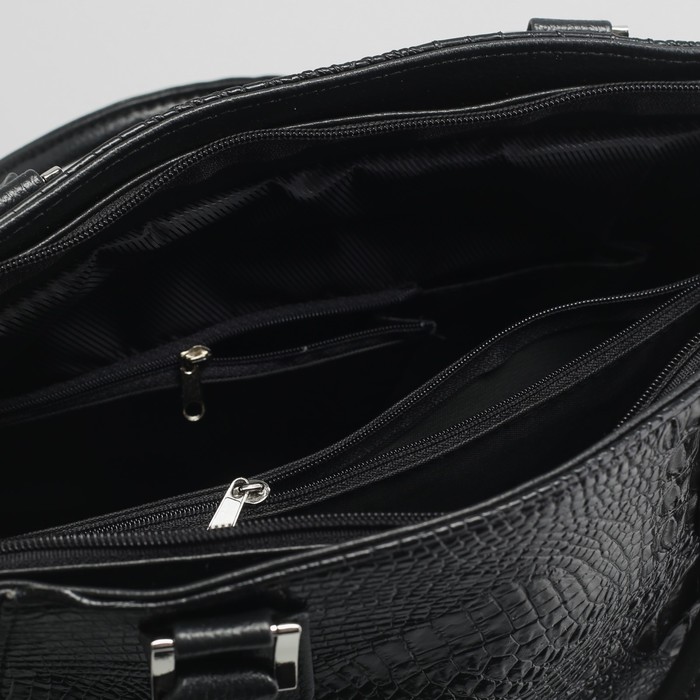 Сумка женская на молнии, 1 отдел, длинный ремень, цвет чёрный