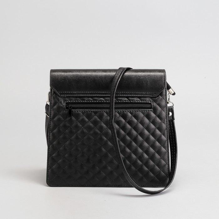 Сумка женская на молнии, 1 отдел, длинный ремень, цвет чёрный