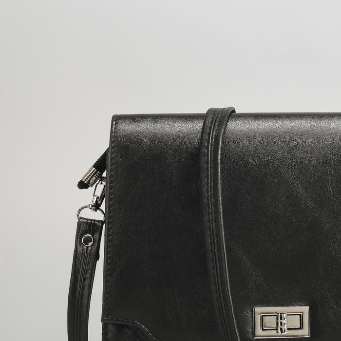 Сумка женская на молнии, 1 отдел, длинный ремень, цвет чёрный