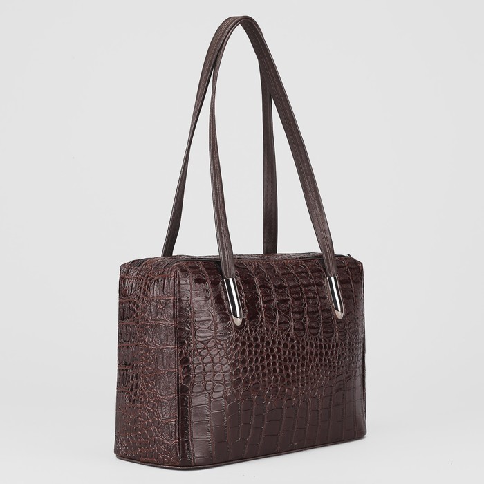 Сумка женская на молнии, 2 отдела, цвет коричневый