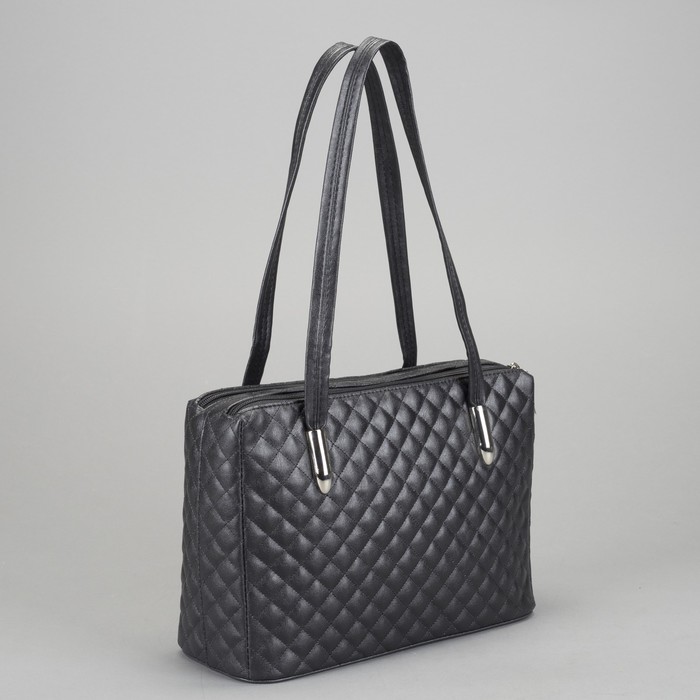 Сумка женская на молнии, 2 отдела, цвет чёрный