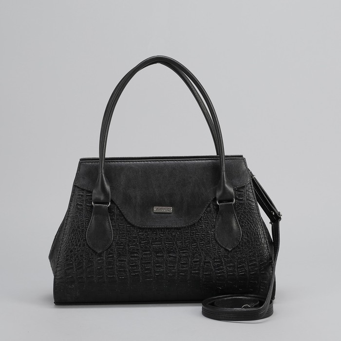 Сумка женская на молнии, 1 отдел, длинный ремень, цвет чёрный