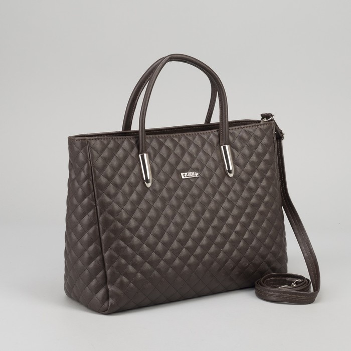 Сумка женская на молнии, 1 отдел, длинный ремень, цвет коричневый