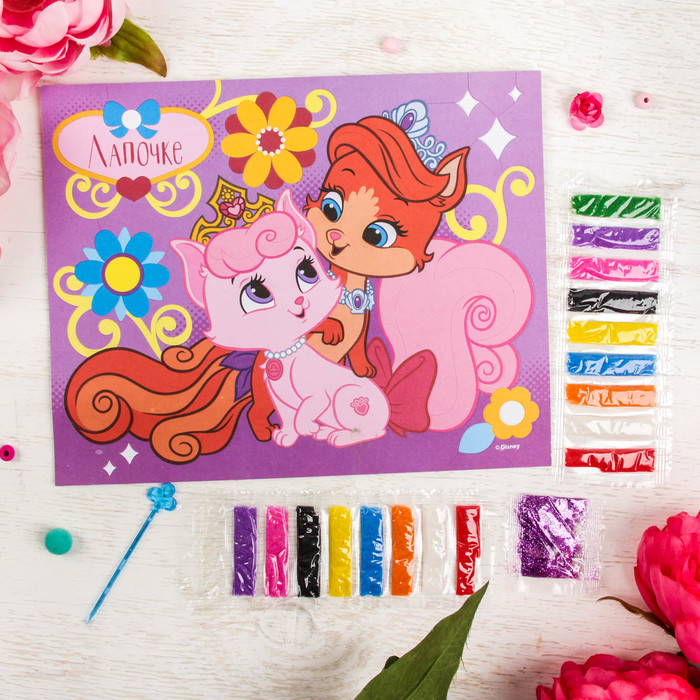 Фреска песком "Лапочке", Принцессы + блёстки