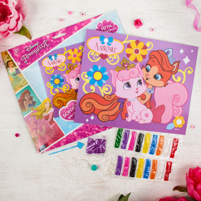 Фреска песком "Лапочке", Принцессы + блёстки
