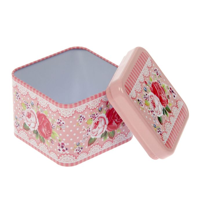Шкатулка металл квадрат "Пионы прованс" МИКС 6,5х7,3х7,3 см