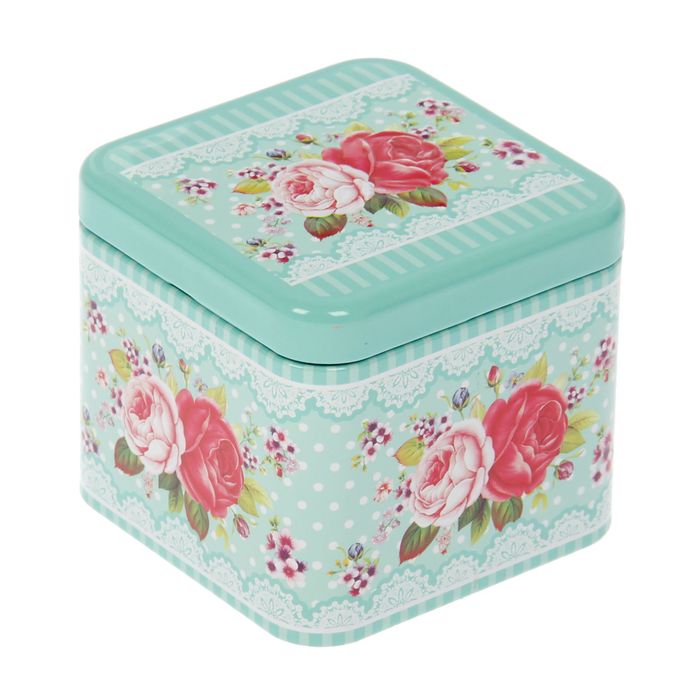 Шкатулка металл квадрат "Пионы прованс" МИКС 6,5х7,3х7,3 см