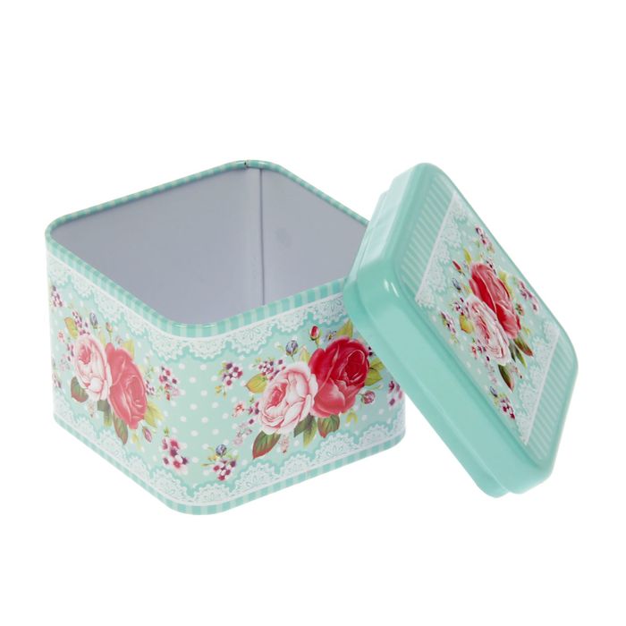 Шкатулка металл квадрат "Пионы прованс" МИКС 6,5х7,3х7,3 см