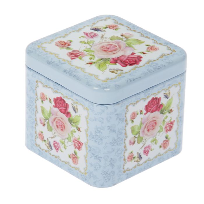Шкатулка металл квадрат "Нежные розы" МИКС 6,5х7,3х7,3 см