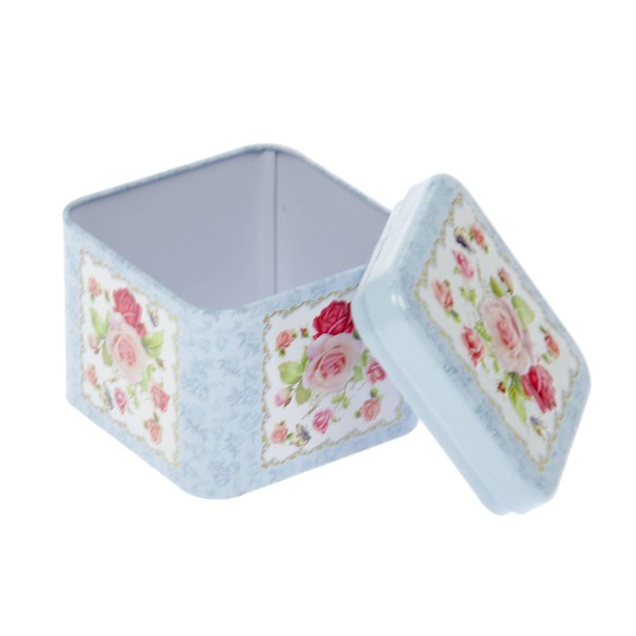 Шкатулка металл квадрат "Нежные розы" МИКС 6,5х7,3х7,3 см