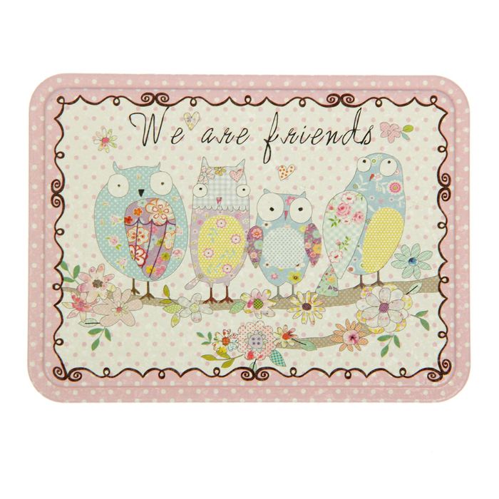 Шкатулка прямоугольная "Совушки в заплатках"