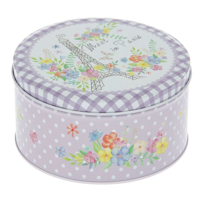 Шкатулка металл круг "Эйфелева башня в ярких цветах" 7х13,5х13,5 см