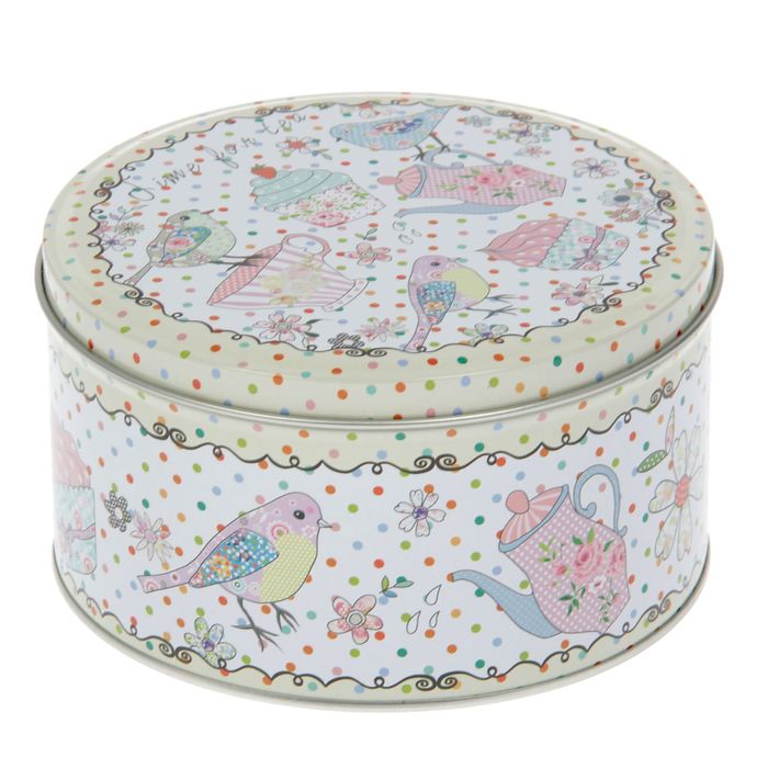 Шкатулка металл круг "Десерт к чаю" 7х13,5х13,5 см