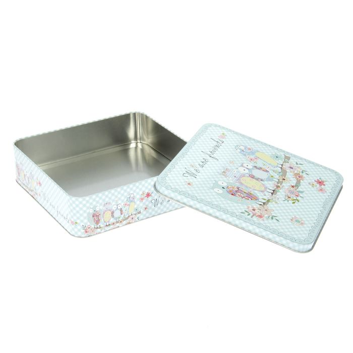 Шкатулка квадрат "Совушки в заплатках"