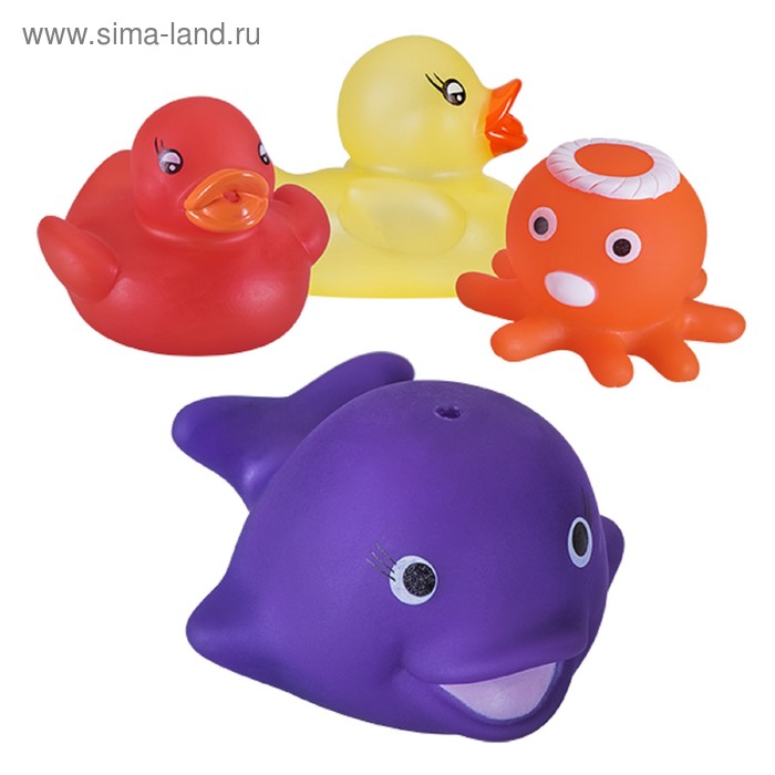 фото Набор игрушек для ванны «весёлое купание», меняют цвет, 4 шт. курносики