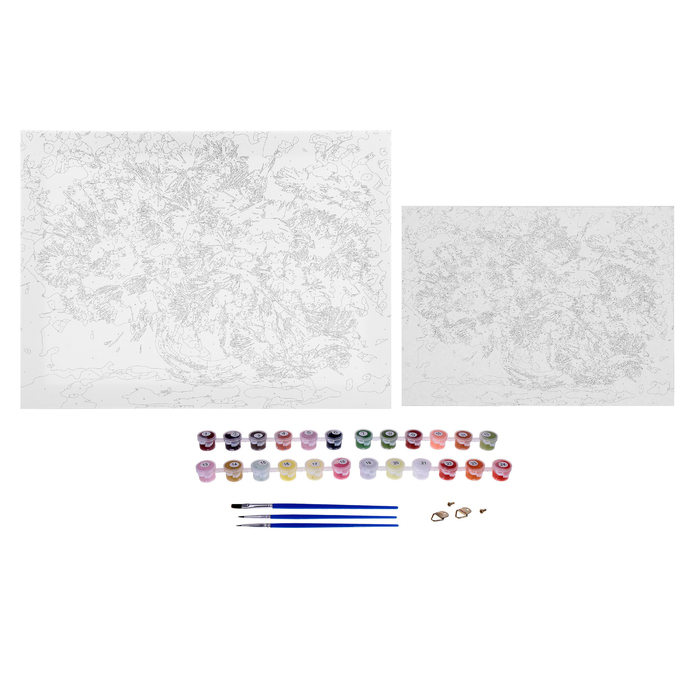 Роспись по холсту "Букет восхищение" по номерам с красками по 3 мл+ кисти+крепеж 30*40