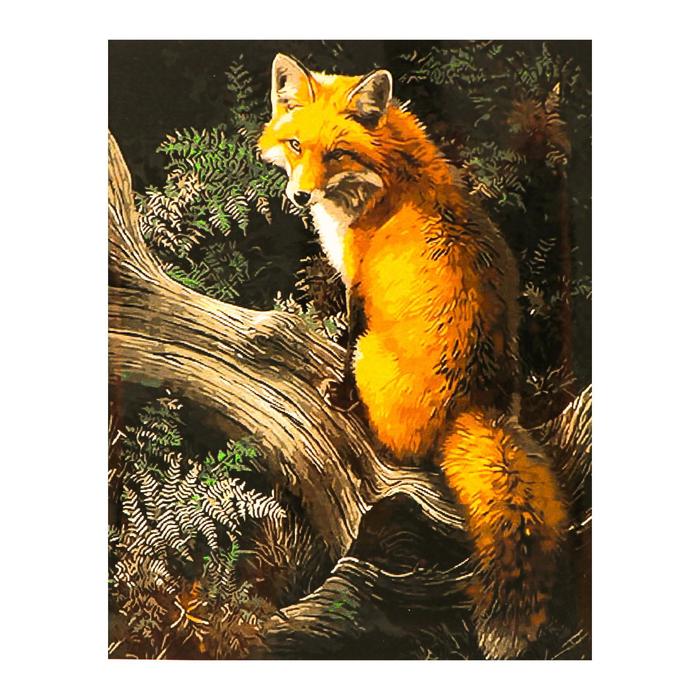 Роспись по холсту "Лиса" по номерам с красками по 3 мл+ кисти+крепеж 30*40