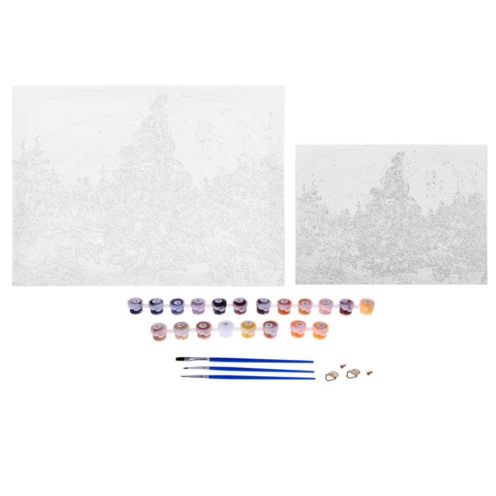 Роспись по холсту "Зимняя сказка" по номерам с красками по 3 мл+ кисти+крепеж 30*40