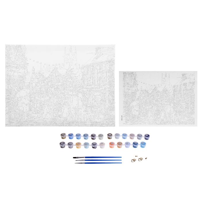 Роспись по холсту "Рождество в Европе" по номерам с красками по 3 мл+ кисти+крепеж 30*40