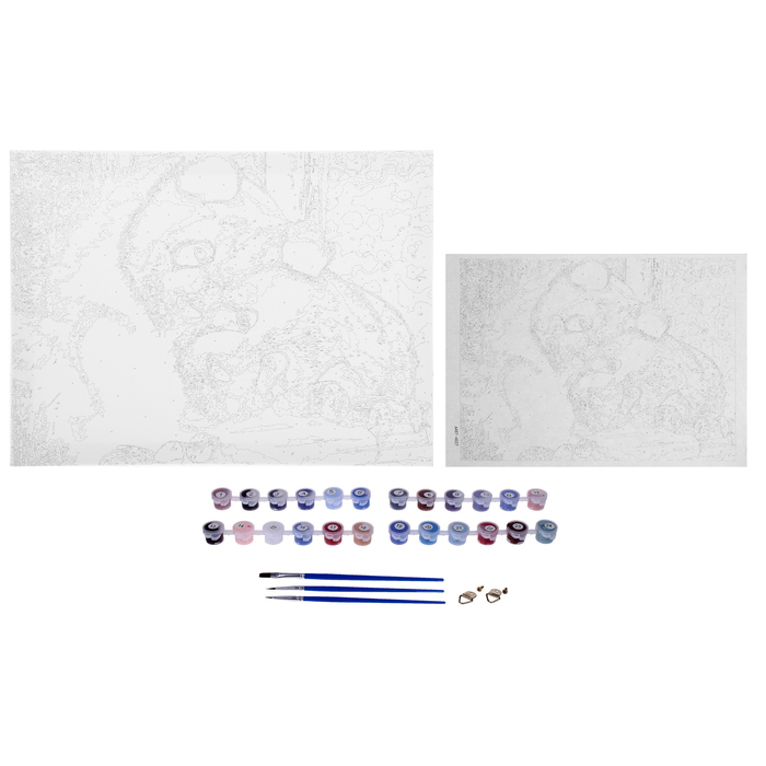 Роспись по холсту "Панды - няшки" по номерам с красками по 3 мл+ кисти+крепеж 30*40