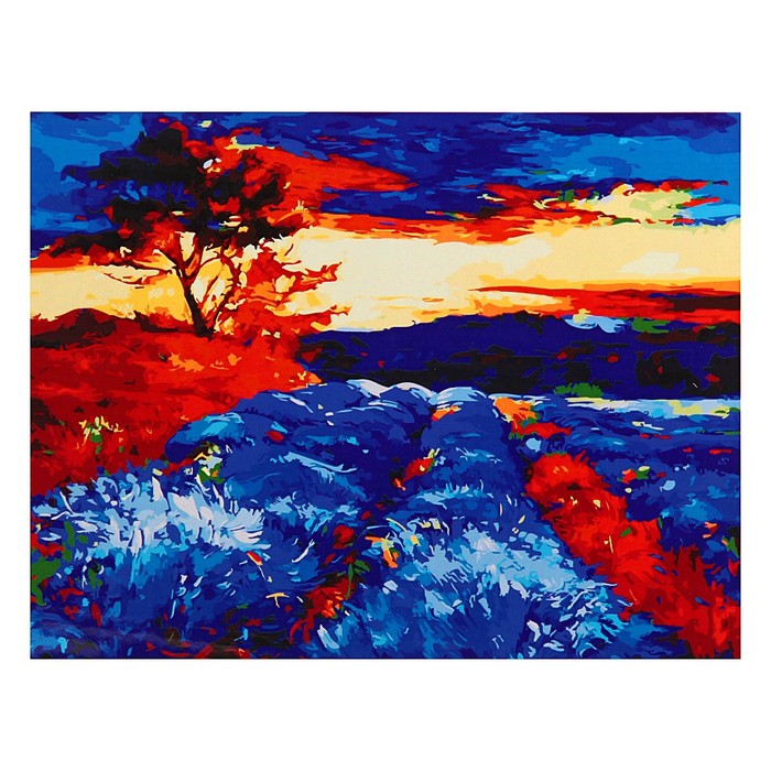 Роспись по холсту "Поле цветов" по номерам с красками по 3 мл+ кисти+крепеж 30*40