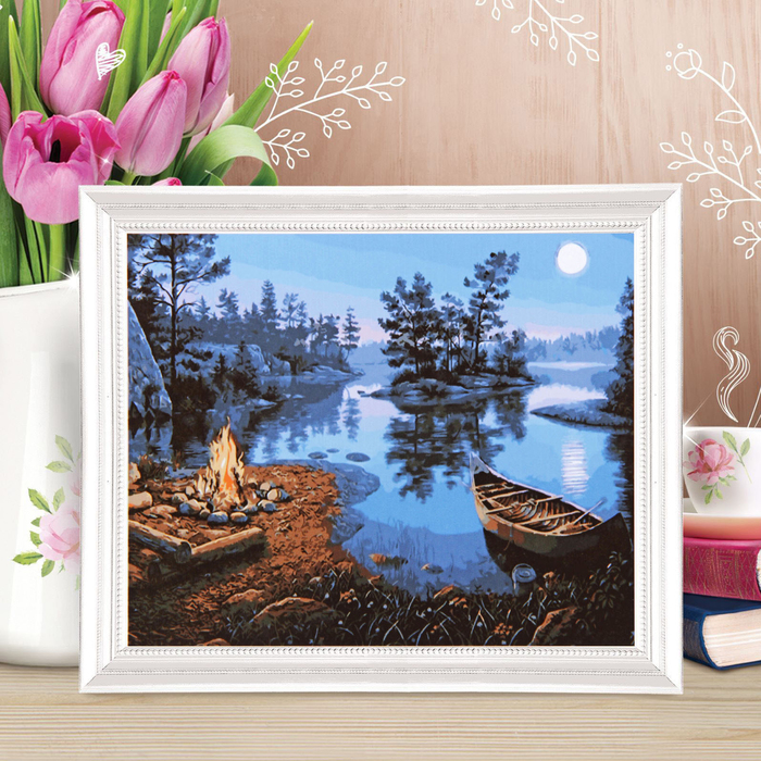 Роспись по холсту "Поход в лес" по номерам с красками по 3 мл+ кисти+крепеж 30*40