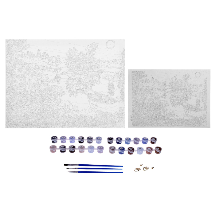 Роспись по холсту "Поход в лес" по номерам с красками по 3 мл+ кисти+крепеж 30*40