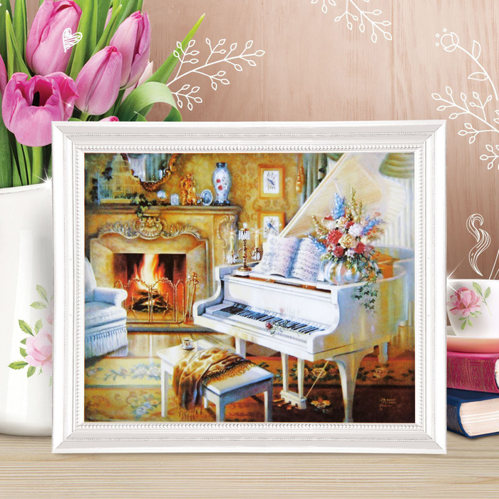 Роспись по холсту "Рояль" по номерам с красками по 3 мл+ кисти+крепеж 30*40