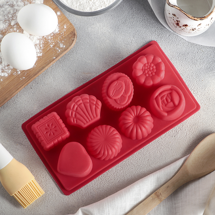 Форма для выпечки, 8 ячеек, 22,5х12х4 "Конфеты", цвета МИКС