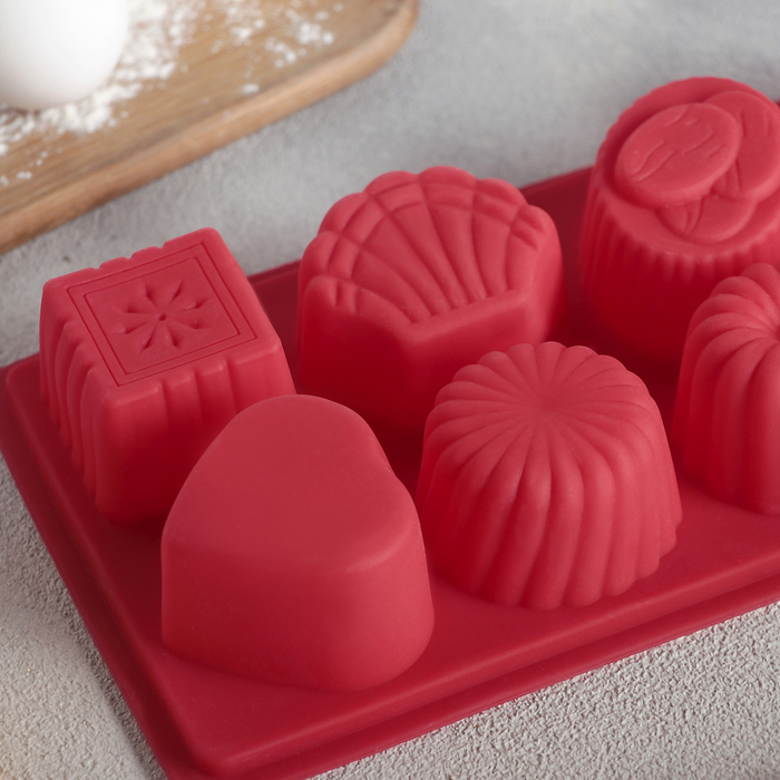 Форма для выпечки, 8 ячеек, 22,5х12х4 "Конфеты", цвета МИКС