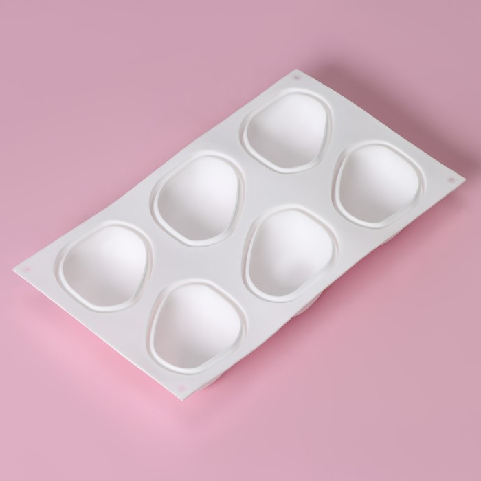 Форма для выпечки и муссовых десертов "Стоун", 6 ячеек, цвет белый