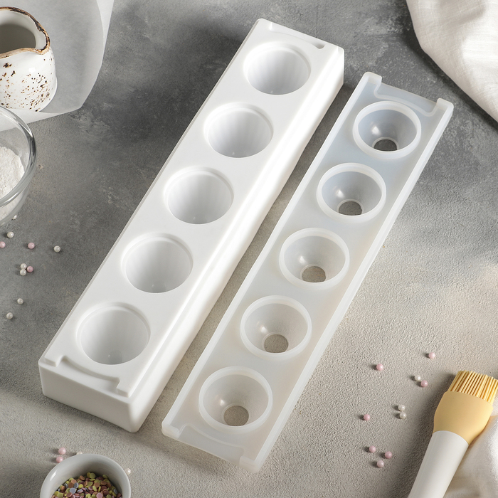 Форма для выпечки и муссовых десертов, 5 ячеек, 40х8,5х5,5 см "Кроули", цвет белый