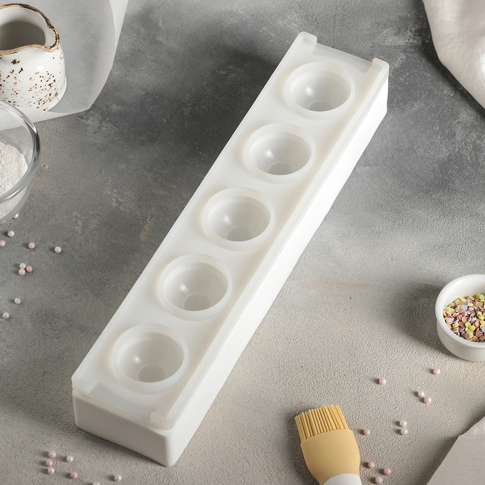 Форма для выпечки и муссовых десертов, 5 ячеек, 40х8,5х5,5 см "Кроули", цвет белый