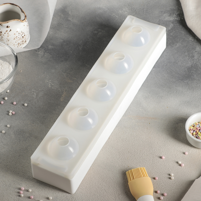 Форма для выпечки и муссовых десертов, 5 ячеек, 40х8,5х5,5 см "Кроули", цвет белый