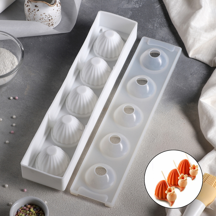 Форма для выпечки и муссовых десертов, 5 ячеек, 40х8,5х5,5 см "Трюфо", цвет белый