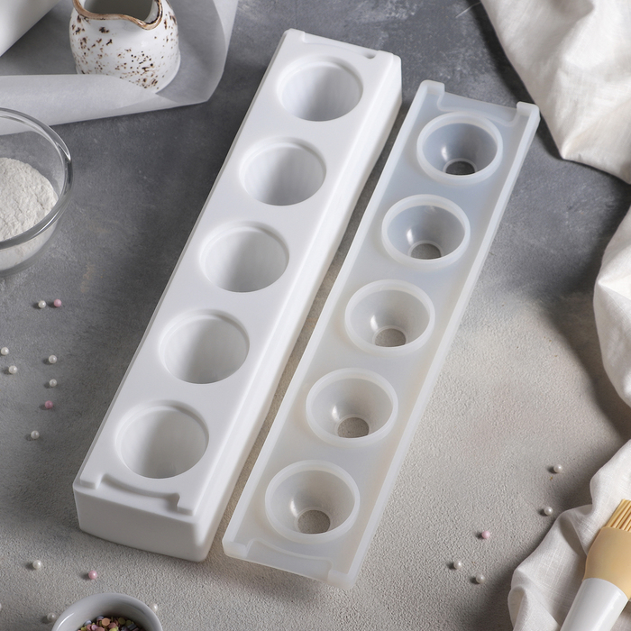 Форма для выпечки и муссовых десертов, 5 ячеек, 40х8,5х5,5 см "Трюфо", цвет белый