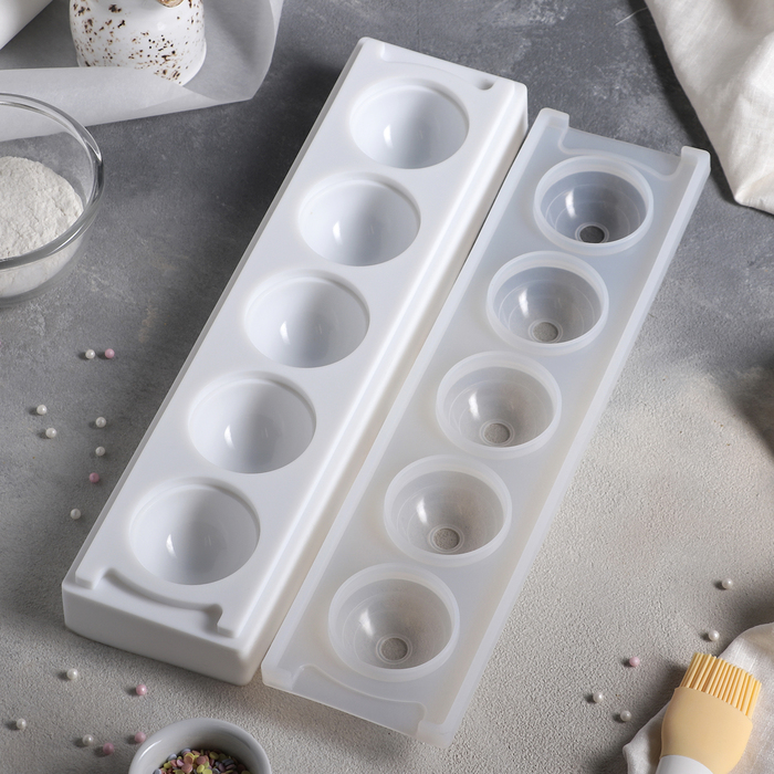 Форма для выпечки и муссовых десертов, 5 ячеек, 38,5х9,5х6 см "Кроули", цвет белый