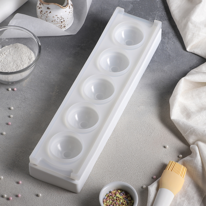 Форма для выпечки и муссовых десертов, 5 ячеек, 38,5х9,5х6 см "Кроули", цвет белый