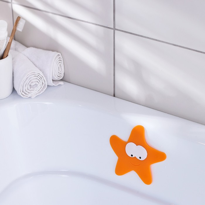 Мини-коврик для ванны Доляна Морская звезда, 1213 см, цвет оранжевый