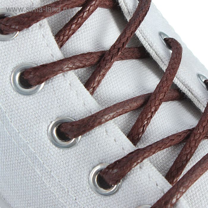 фото Шнурки для обуви braus, круглые, с пропиткой, d=5 мм, 75 см, цвет коричневый