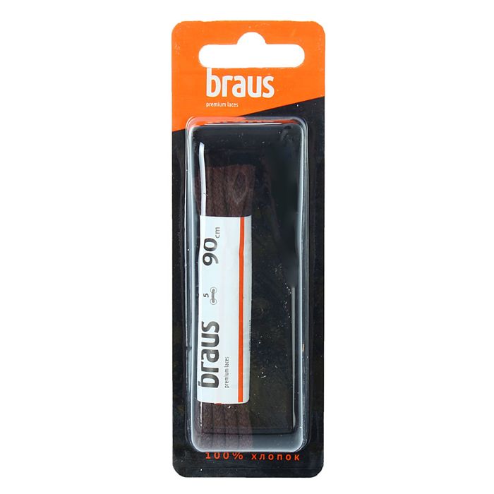 Шнурки для обуви круглые, d=4мм, 90см, цвет коричневый