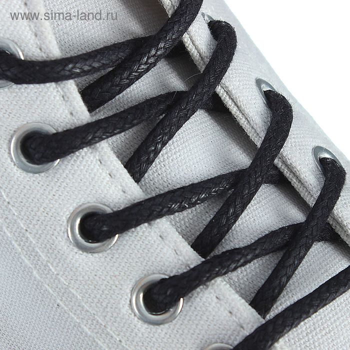 фото Шнурки для обуви круглые, с пропиткой, d=5мм, 90см, цвет чёрный braus