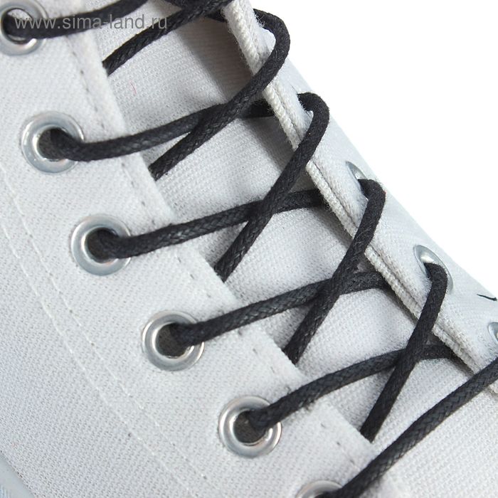 Шнурки для обуви круглые, с пропиткой, d = 2,5 мм, 90 см, цвет чёрный шнурки для обуви salton круглые черные с восковой пропиткой 90 см