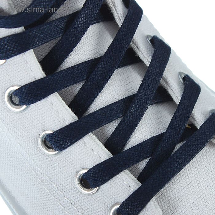фото Шнурки для обуви плоские, d=5мм, 90см, цвет тёмно-синие braus