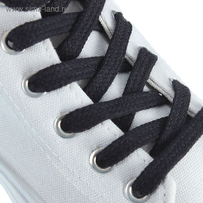Шнурки для обуви плоские, d=7мм, 100см, цвет чёрный