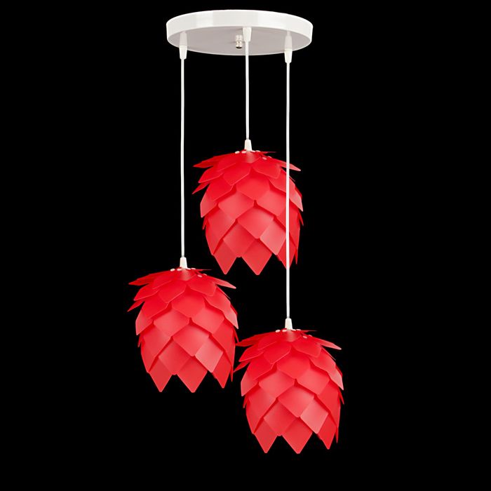 Люстра-подвес "Шишка", 3 лампы, красный