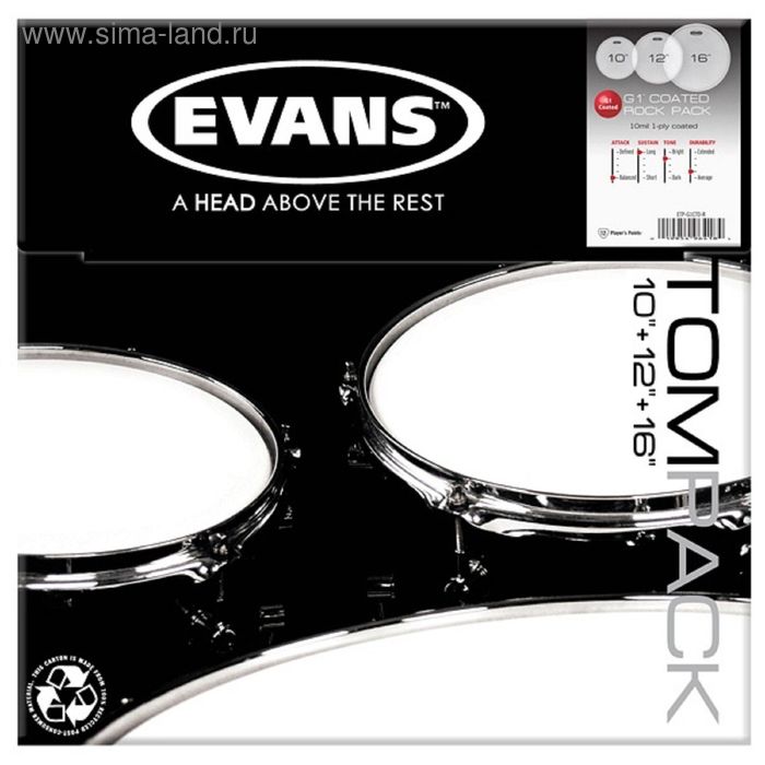 Набор пластика для том барабана Evans ETP-G1CTD-R G1 Rock 10/12/16 пластик evans etp g1clr f набор а для том барабана pack fusion 10 12 14 серия g1 clear 23526