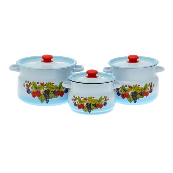 Набор кастрюль "Ягодный чай", 3 предмета: 4 л, 5,5 л, 8 л